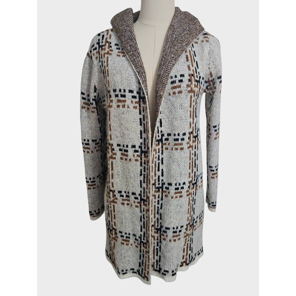 By Design Open Long Hooded Cardigan Jacket Sweater Duster Pockets Sz Medium